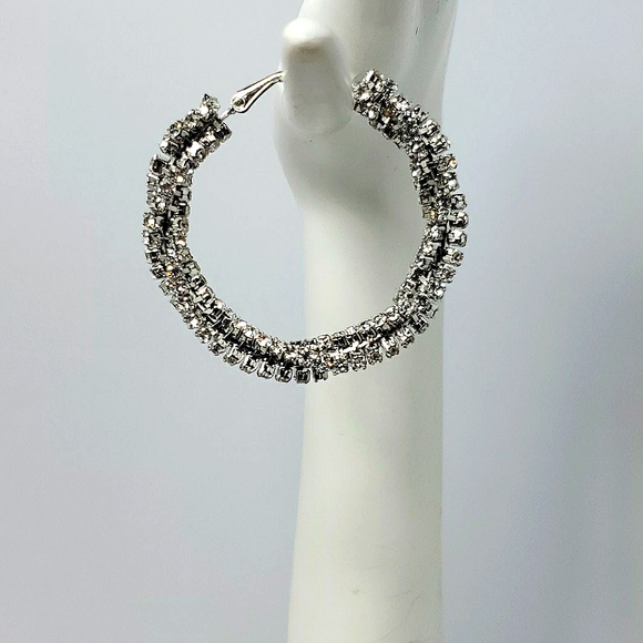 Isaac Mizrahi Jewelry - Isaac Mizrahi silver rhinestone hoop earrings